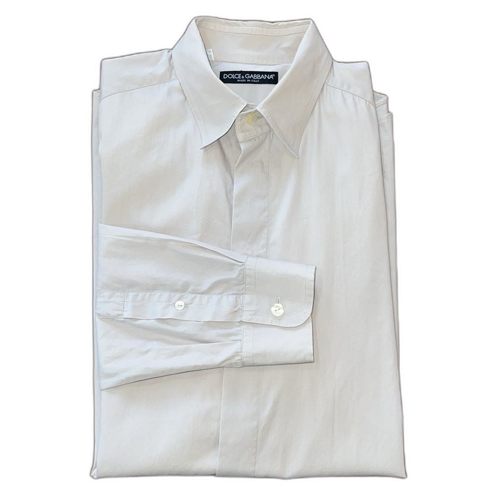 Dolce & Gabbana Slim Fit Stretch Dress Shirt Gray Kent Collar Italy 16.5 Luxury